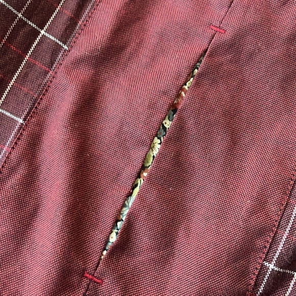 Ted Baker Button Down Shirt Elbows Patch Burgundy Plaid - Picture 5 of 13